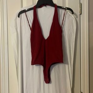 Express Red Extra Extra Small Halter Top Bodysuit